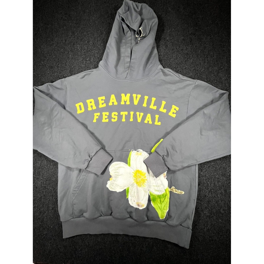 Dreamville Festival Hoodie Mens Large Gray Flower Magnolia J Cole Rap Merch